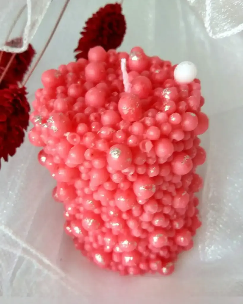 Lumânare parfumată decorativă handmade perlată portocaliu