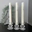 Set 3 lumânări decorative din ceară de soia, formă cilindrică spirală, albe, eco-friendly și elegante