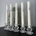 Set de 5 lumânări decorative din ceară de soia, design cilindric spirală, albe, ideale pentru decor minimalist și eco-friendly