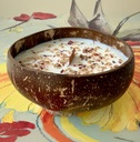 Lumânare în recipient nucă cocos ceară soia parfum lavandă (550g)