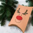 Cutie decorată ren cu nasul roșu pentru Set trei globulețe ceară soia brăduți tablete WaxMelts