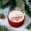 Lumânare roșie ceramică Crăciun ceară soia handmade cutie fulgi de nea