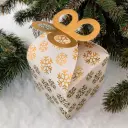 Cutie albă fulgi de nea pentru set lumânări Crăciun bomboniere ceramice handmade