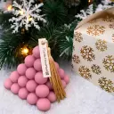 Lumânare Crăciun piramidă bubble mov mare, ambalată în cutie albă, perfectă pentru un cadou elegant sau decor de sărbători