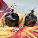 Două lumânări în bombonieră ceramică neagră din ceară soia parfum lavandă
