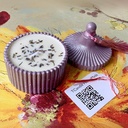 Lumânare Mărțișor bombonieră ceramică ceară naturală soia parfum lavandă culoare mov sidefat