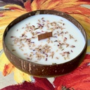 Lumânare în recipient nucă cocos ceară soia parfum lavandă