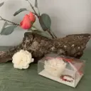 Mărțișor lumânare ceară soia bujor alb mic în cutie