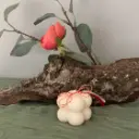Mărțișor lumânare ceară soia mini cub bubble alb
