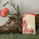 Mărțișor tabletă soia WaxMelts sclipici flori culoare roșu parfum floral