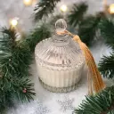 Lumânare Crăciun bombonieră cu capac, perfectă pentru a păstra aroma delicată de lavandă intactă