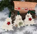 Set trei globulețe ceară soia brăduți tablete WaxMelts cutie  decorată Crăciun Ho Ho Ho