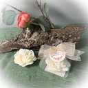 Mărturie lumânare soia bujor coroniță regală organza crem