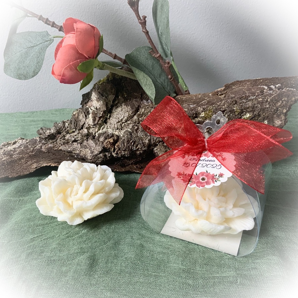 Mărturie lumânare soia bujor coroniță regală organza roșie