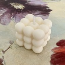 Lumânare cub bubble mare ceară soia albă parfum lavandă