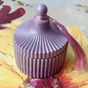 Lumânare bombonieră ceramică mov sidefat ceară naturală soia parfum lavandă Mărțișor