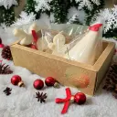 Set cadou Crăciun - lumânări gingerbread, ren și brad în cutie cadou