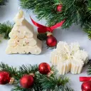 Lumânări decorative de Crăciun - brăduț și fulg de nea din ceară naturală de soia