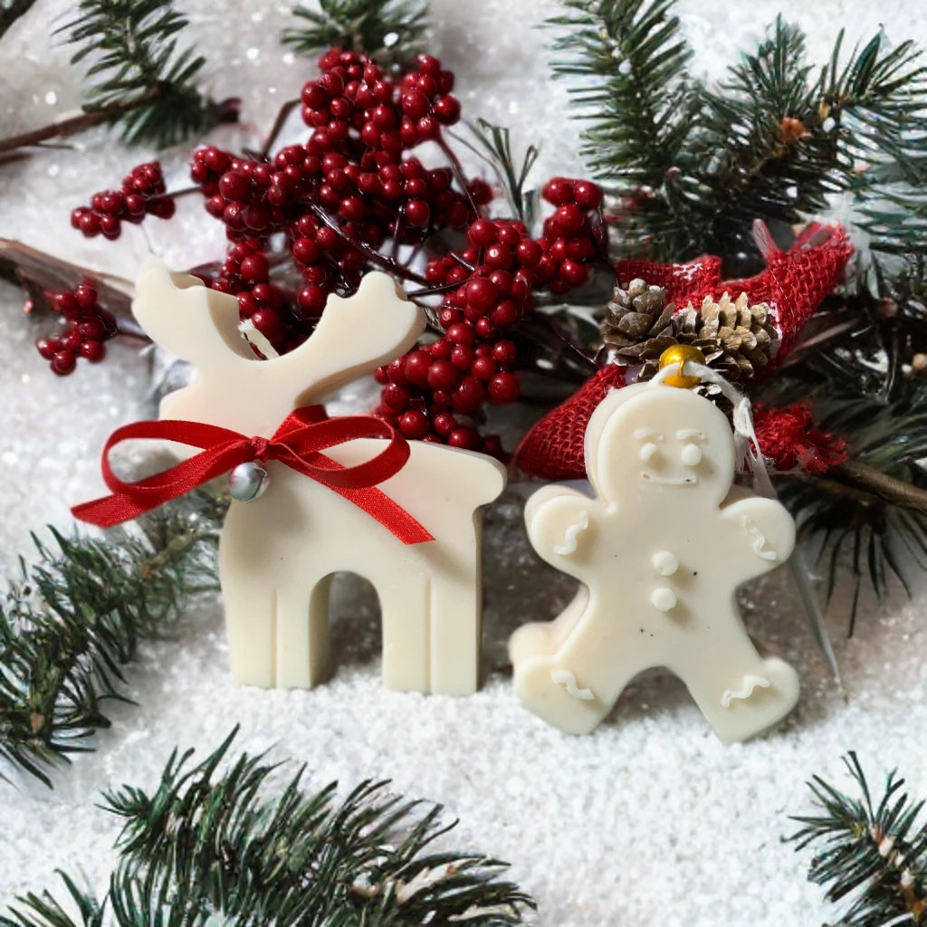 Lumânări Crăciun Ren și Gingerbread Ceară Naturală