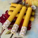 Lumânare fagure ceară albine cu decor macrame - 20x4 cm sau 20x6 cm