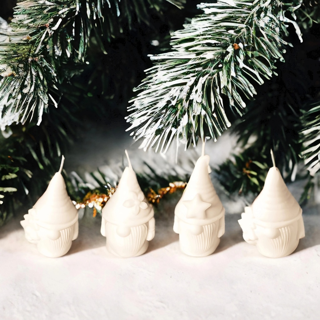 Set 4 lumânări Crăciun handmade alb parfum lavandă