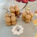 Trei lumânări cub bubble mic din ceară naturală de albine
