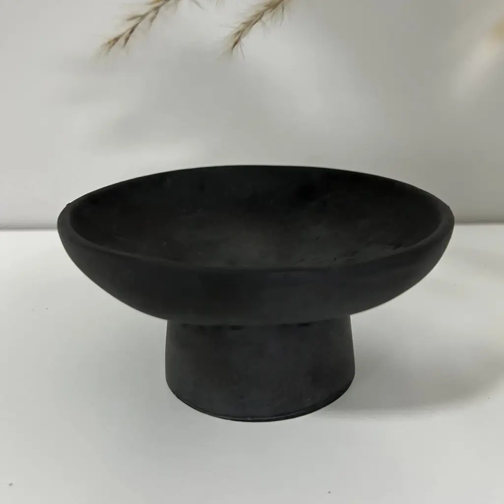 Bol decorativ minimalist negru, realizat manual din Jesmonite ecologic, pentru decor modern și elegant