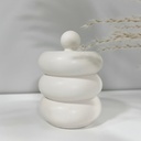 Recipient decorativ sustenabil din Jesmonite alb, perfect pentru lumânări parfumate