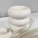 Recipient handmade alb cu capac din Jesmonite, ideal pentru decor modern