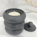 Recipient handmade gri cu capac din Jesmonite, ideal pentru decor modern