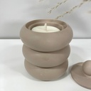 Recipient handmade beige cu capac din Jesmonite, ideal pentru decor modern