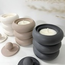 Set de 3 lumânări în recipiente Jesmonite în culori gri, beige și alb, cu design circular minimalist