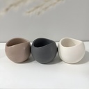 Set de 3 recipiente decorative pentru lumânări, în culori alb, bej și gri, design minimalist