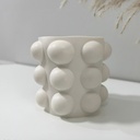 Lumânare handmade în recipient decorativ alb cilindru bubble din Jesmonite