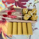 Set zece lumânări fagure ceară de albine naturală în cutie lemn