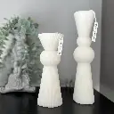 Set două lumânări decor masă circles albe