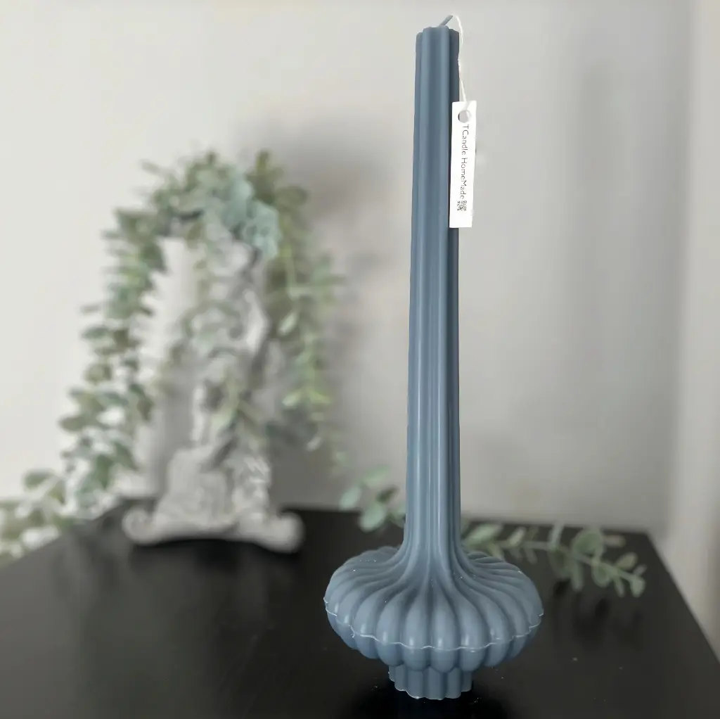 Lumânare decorativă masă tip vază gri mare