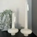Set două lumânări decorative masă tip vază alb gheață