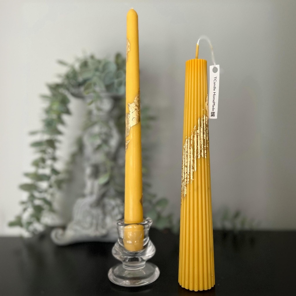 Set de lumânări decorative din soia, duo mix portocaliu-auriu