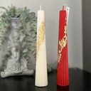 Set duo mix de două lumânări decorative din ceară soia alb roșu conice