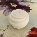 Lumânare ceară soia glob striat mare albă parfum lavandă