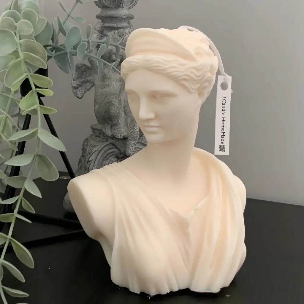 Lumânare decorativă ceară naturală soia Artemis albă