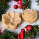 Set 2 Lumânări Crăciun ceară naturală albine – Model Floare