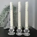 Set trei lumânări decorative soia cilindrice spirală albe
