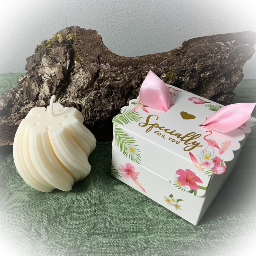 Mărturie lumânare spirală ceară naturală soia fundă roz