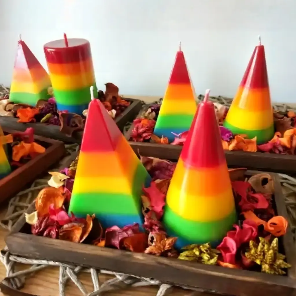 Lumânare parfumată decorativă curcubeu flori de bumbac