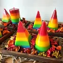 Lumânare parfumată decorativă curcubeu flori de bumbac