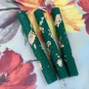 Set trei lumânări fagure verde intens foiță aurie mari
