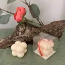 Mărțișor lumânare mini cub bubble alb ceară soia