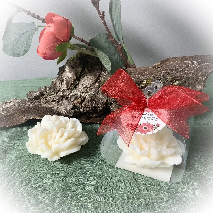 Mărturie lumânare soia bujor coroniță regală organza roșie
